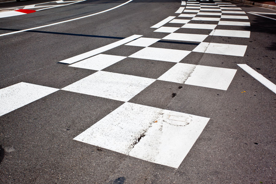 Checkered road marking lines
